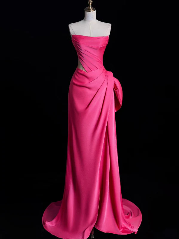 Robe Weitese modeste sirène bustier rose satin robe de soirée longue robe de bal robes de soirée